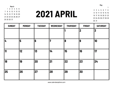 2021 April Calendar