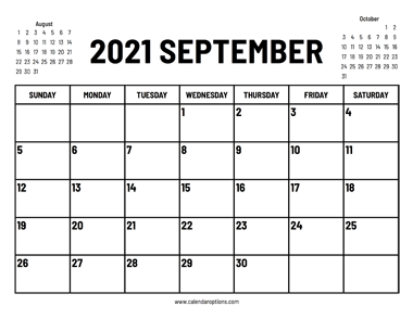 2021 September Calendar