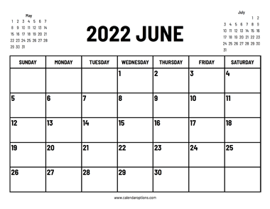 2022 June Calendar