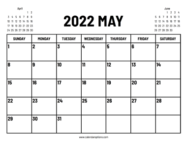 2022 May Calendar