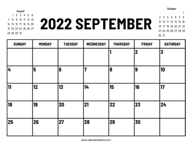 2022 September Calendar