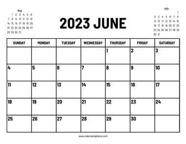 2023 June Calendar