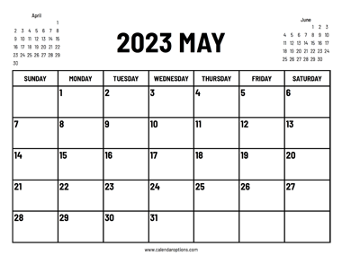 2023 May Calendar