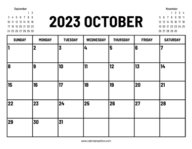 2023 October Calendar