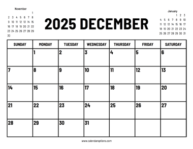 2025 December Calendar