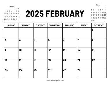 2025 February Calendar