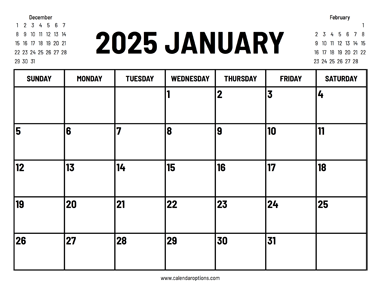 2025 January Calendar
