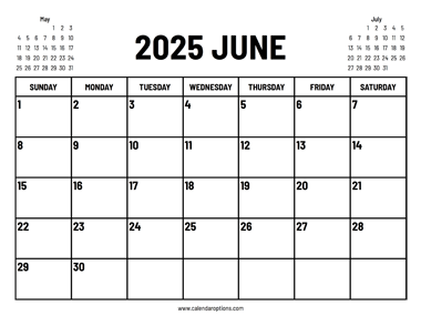 2025 June Calendar