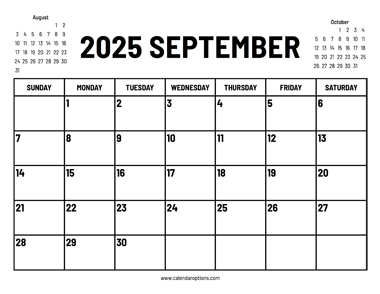 2025 September Calendar