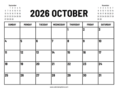 2026 October Calendar