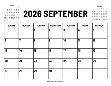 2026 September Calendar