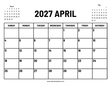 2027 April Calendar