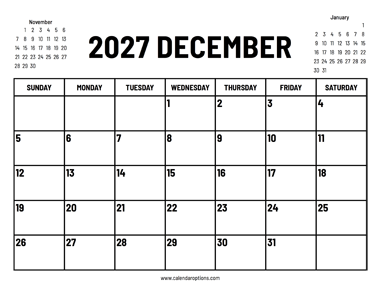 2027 December Calendar