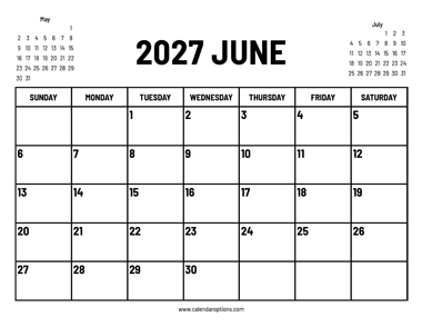 2027 June Calendar