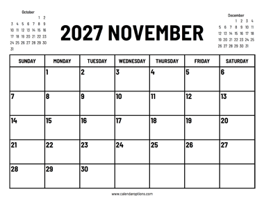 2027 November Calendar