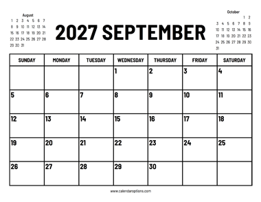 2027 September Calendar