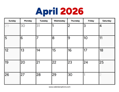 April 2026 Calendar PDF