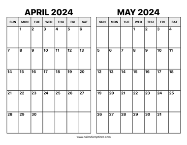 April and May 2024 Calendar