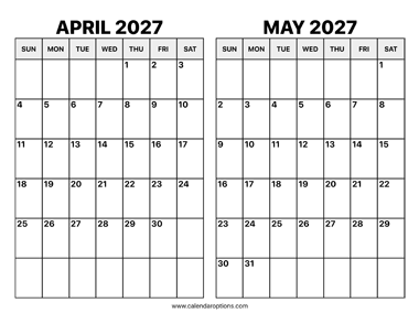 April and May 2027 Calendar