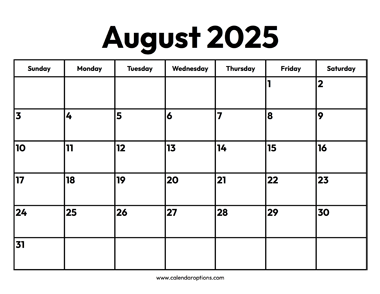 August 2025 Calendar