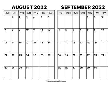 August and September 2022 Calendar