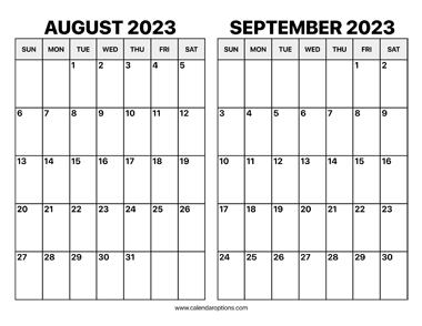 August and September 2023 Calendar