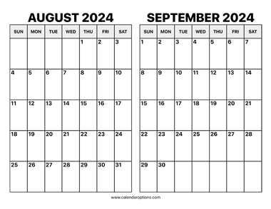 August and September 2024 Calendar