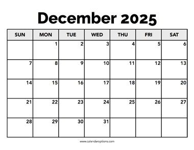Calendar December 2025