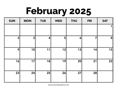 Calendar February 2025