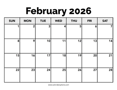 Calendar February 2026