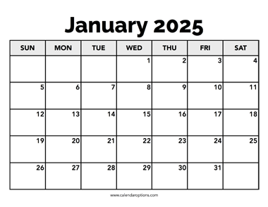 Calendar January 2025