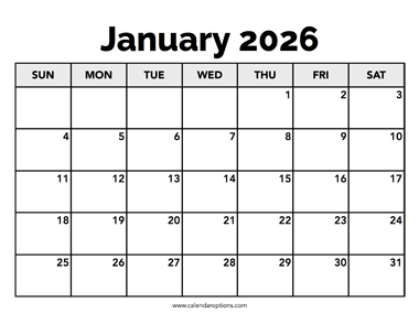 Calendar January 2026