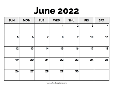 Calendar June 2022