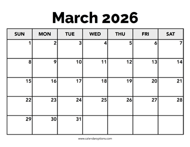 Calendar March 2026