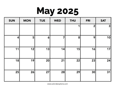 Calendar May 2025