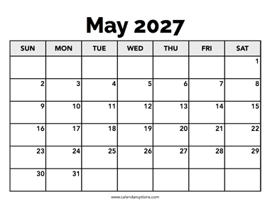 Calendar May 2027