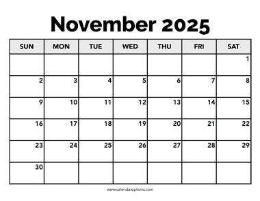 Calendar November 2025