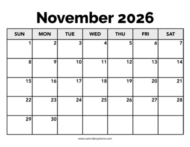 Calendar November 2026