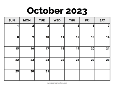 Calendar October 2023