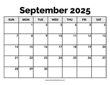 Calendar September 2025
