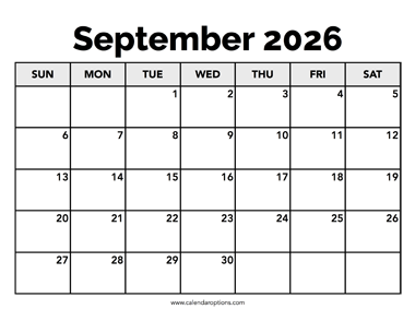 Calendar September 2026