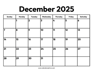 December 2025 Calendar