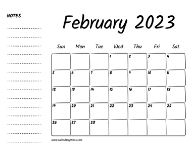 February 2023 Printable Calendar