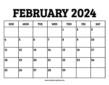 February 2024 Calendar Printable