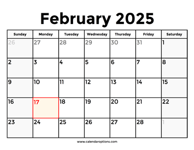 February 2025 Calendar With Holidays