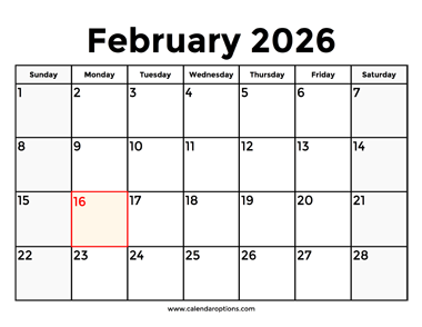 February 2026 Calendar With Holidays