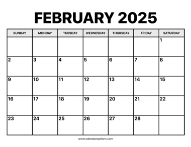 February Calendar 2025
