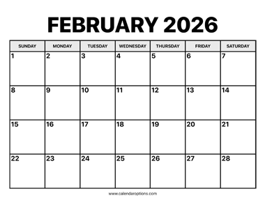 February Calendar 2026