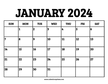 January 2024 Calendar Printable