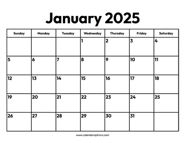 January 2025 Calendar